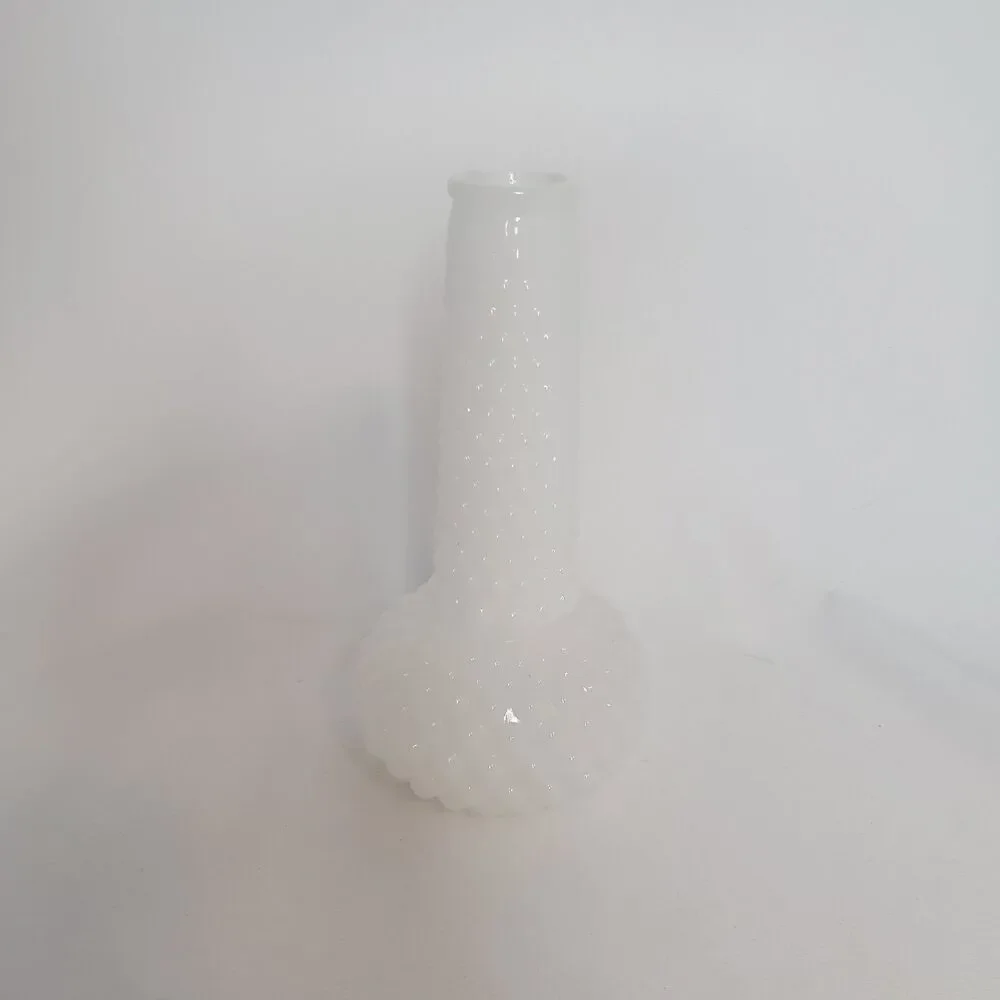 White Milk Glass Hobnail Vase